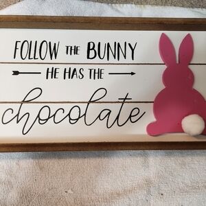 Pink Bunny Easter Sign